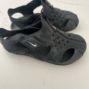 Nike Kids Black Slip-On Water Shoes with Hook-and-Loop Strap